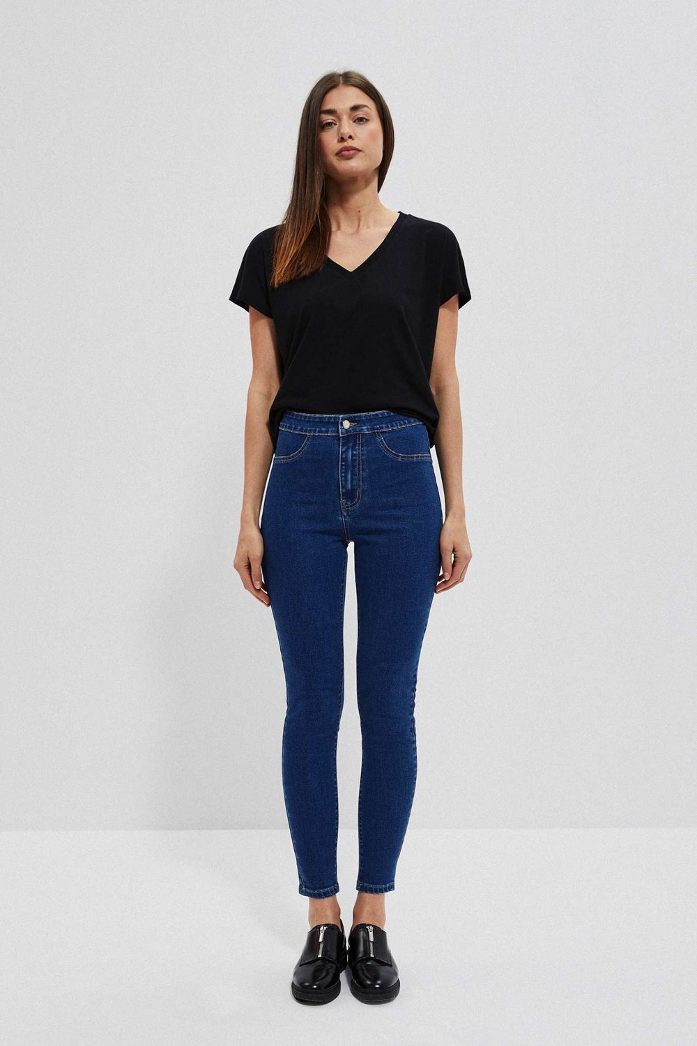 Blugi skinny cu talie înaltă