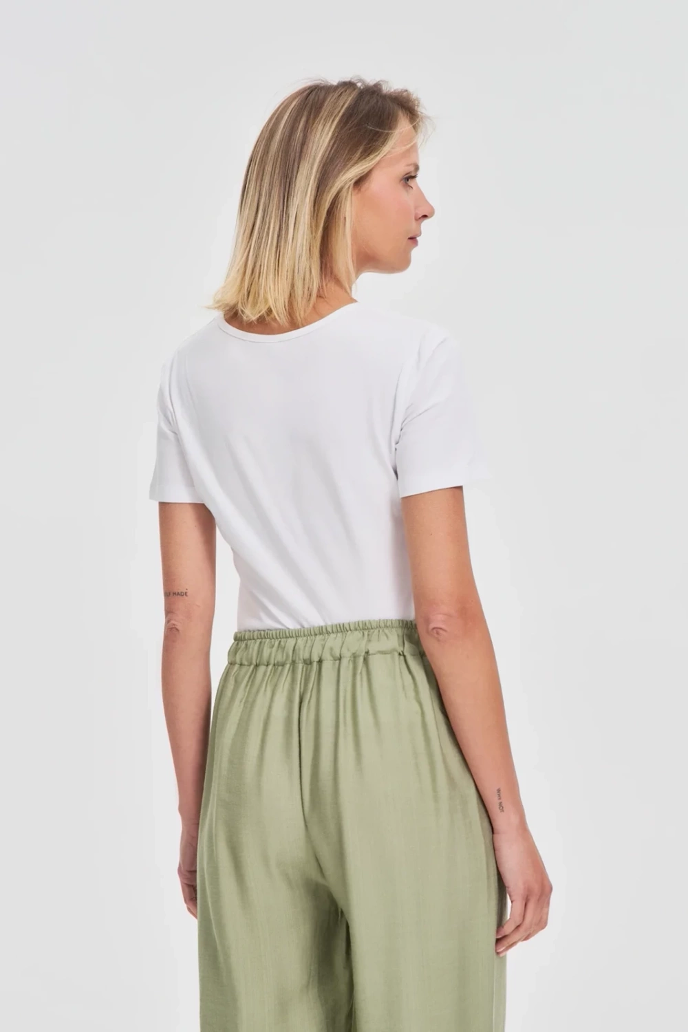 Marisse White Diamond Neckline Blouse