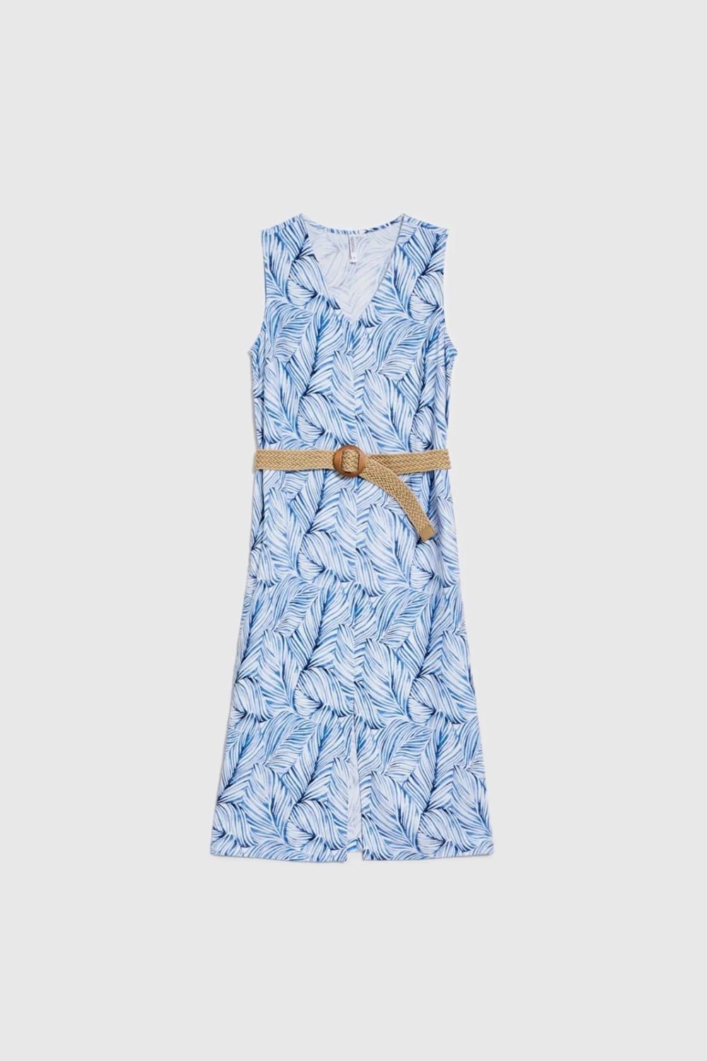 Marisse Blue Linen Dress With A Belt