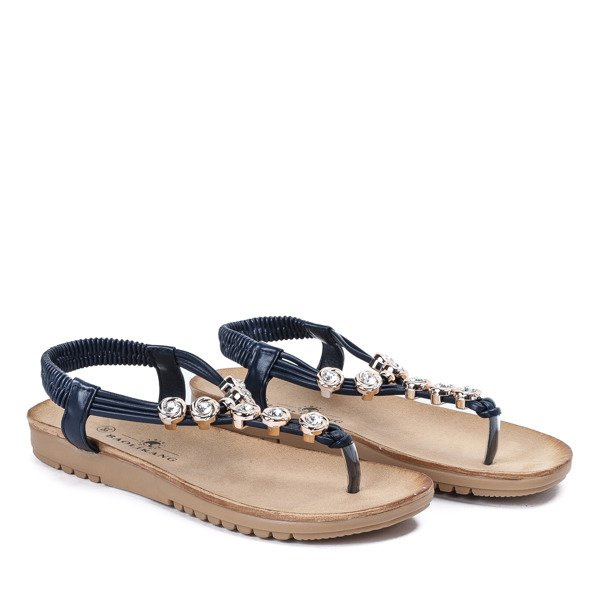 Resti Navy blue flip-flops with Keiko ornaments - Footwear