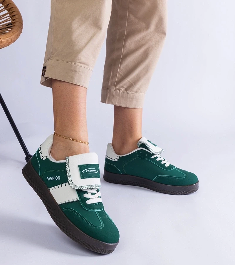 Gemre Adidași verzi pe platformă cu cusături Puente