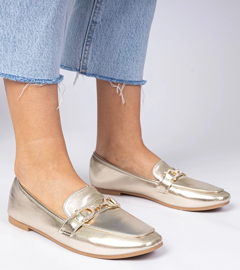 Gemre Pantofi eleganți aurii cu pietre strălucitoare Banzao