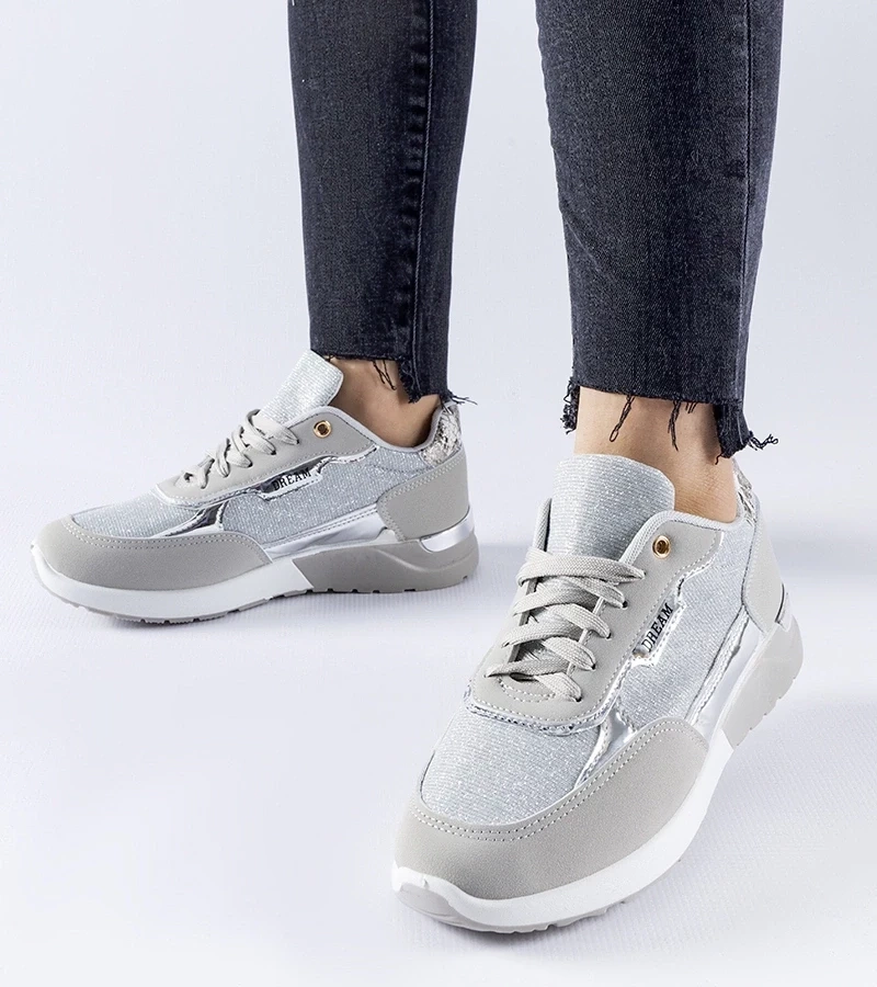 Gemre Sneakersi gri cu sclipici de la Roganzuolo