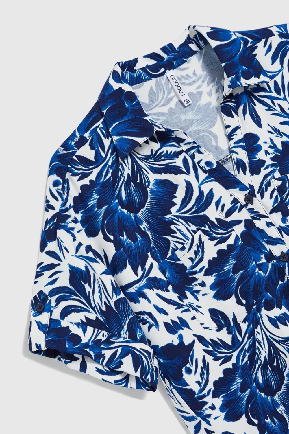 Marisse Blue Shirt With A Plant Motif