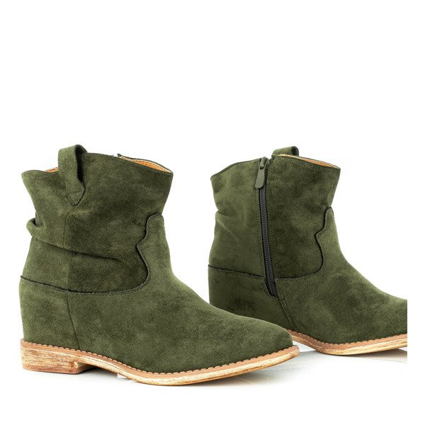 Resti Green cowboy boots on a covered Astrit wedge - Footwear