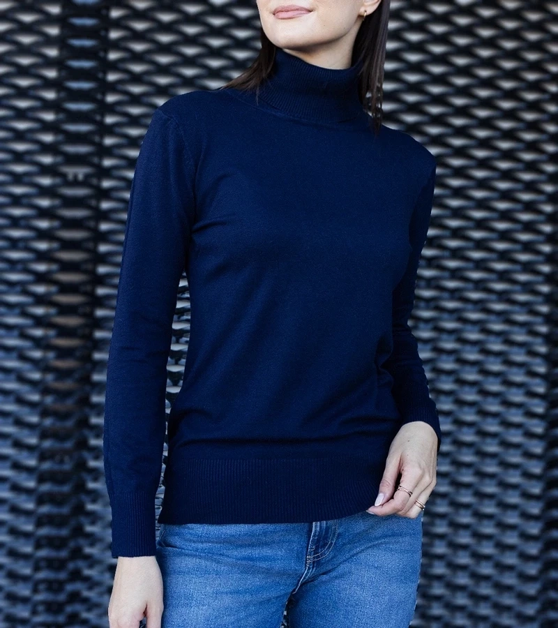 marka niezdefiniowana Navy loose-fit turtleneck Nida