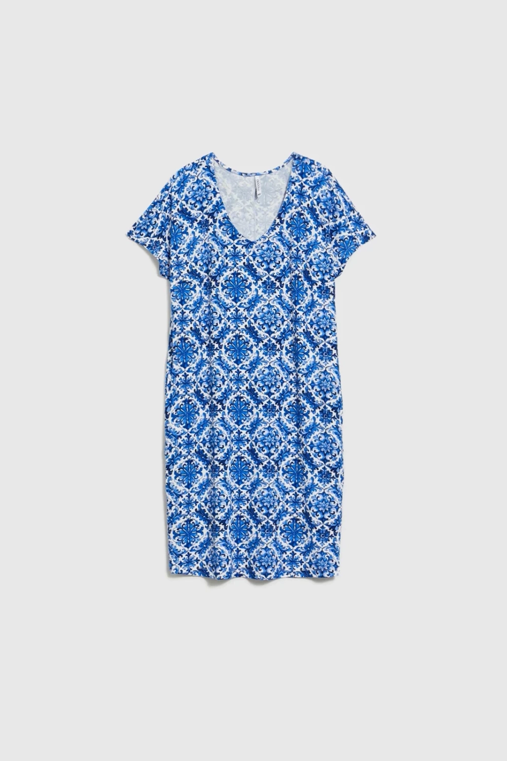 Marisse Patterned Blue Dress