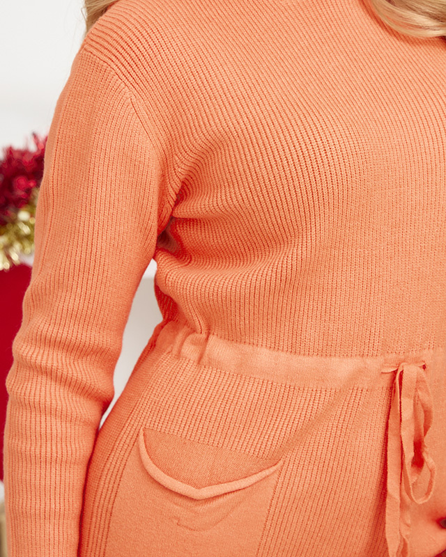 Resti Orange women's sweater dress with hood - Clothing