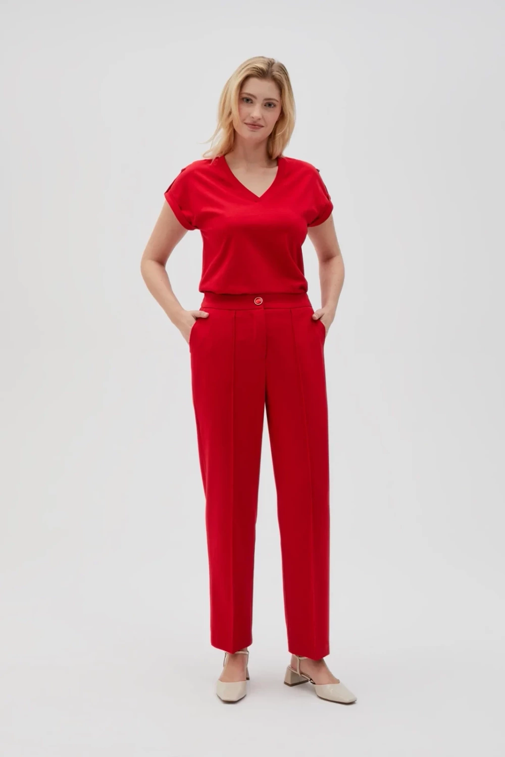 Marisse Women's Trousers L-Sp-4616 Red
