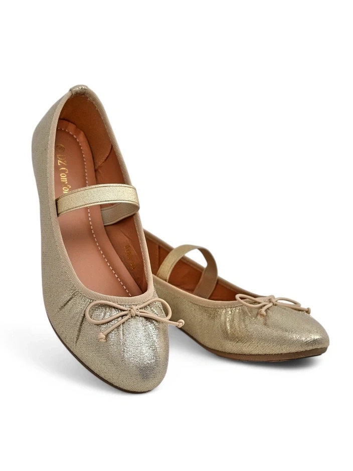 Resti Shiny women&#039;s ballet flats with a bow and elastic Safte