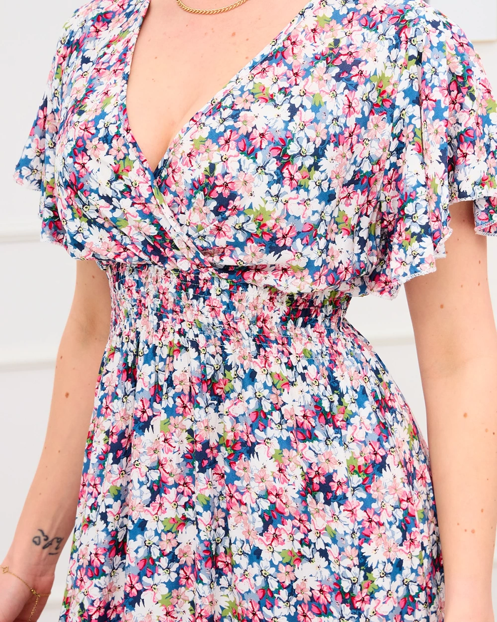Resti Blue and pink women's floral maxi dress - Clothing