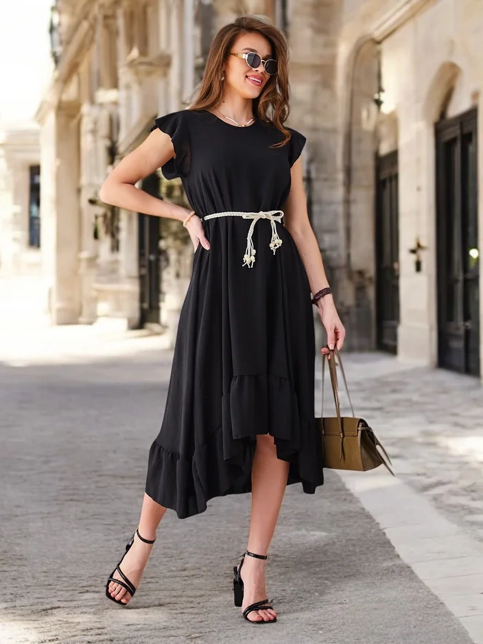 Resti Women's midi dress with ruffles and short sleeves