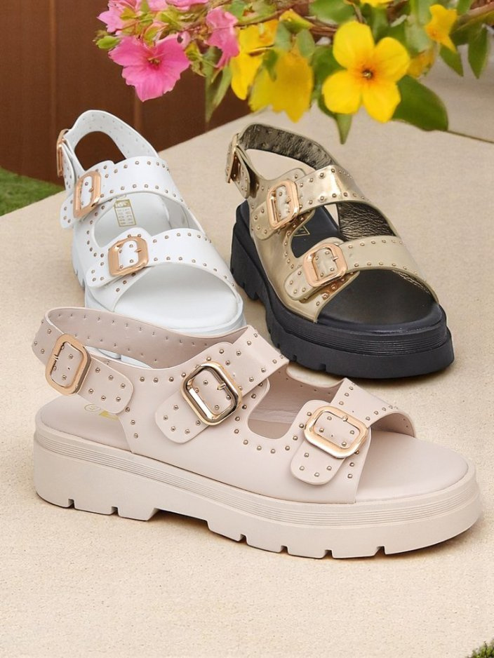 Resti Women&#039;s Thick Sole Sandals with Rhinestones Rocky Chic