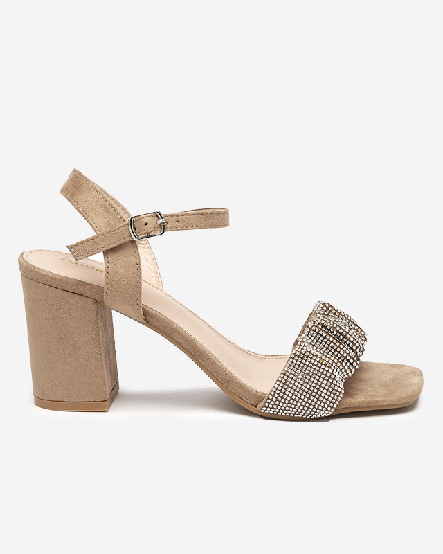 Resti Light brown women&#039;s sandals on a post with Trieste cubic zirconias - Footwear