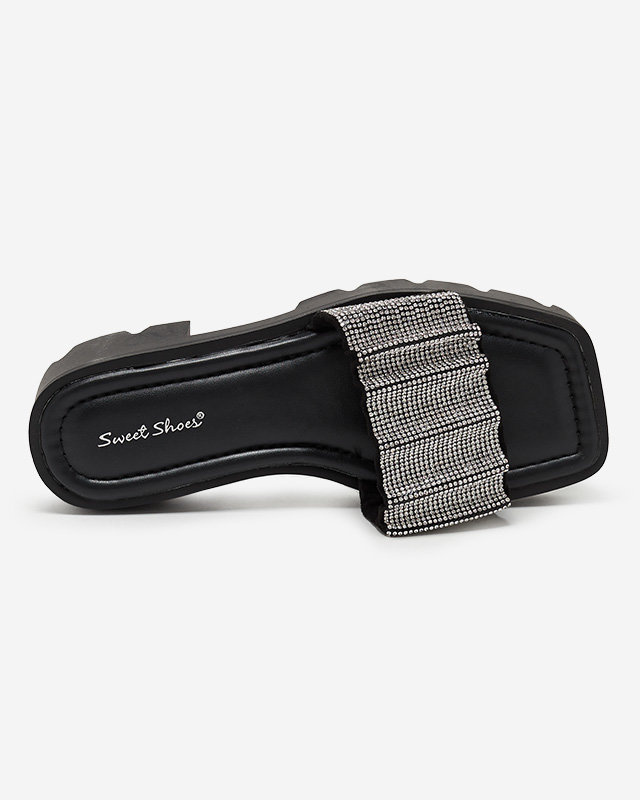 Resti Black women&#039;s flip-flops with zircons Emkoy - Footwear