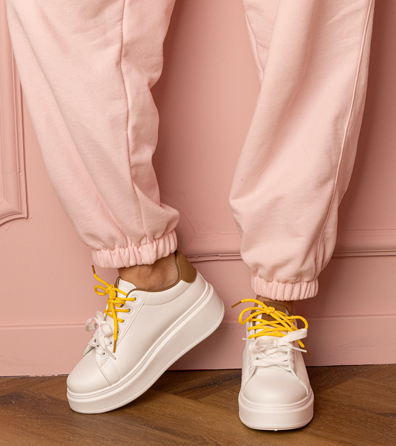 marka niezdefiniowana White-brown platform sports sneakers Kler