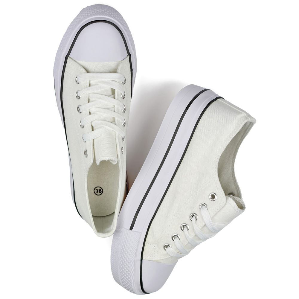 primohurt Białe trampki na grubej podeszwie klasyczne białe trampki damskie