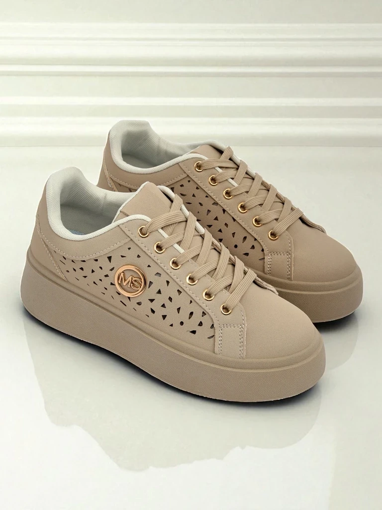 Resti Cleo Ecru Platino – beige platform sneakers eco leather