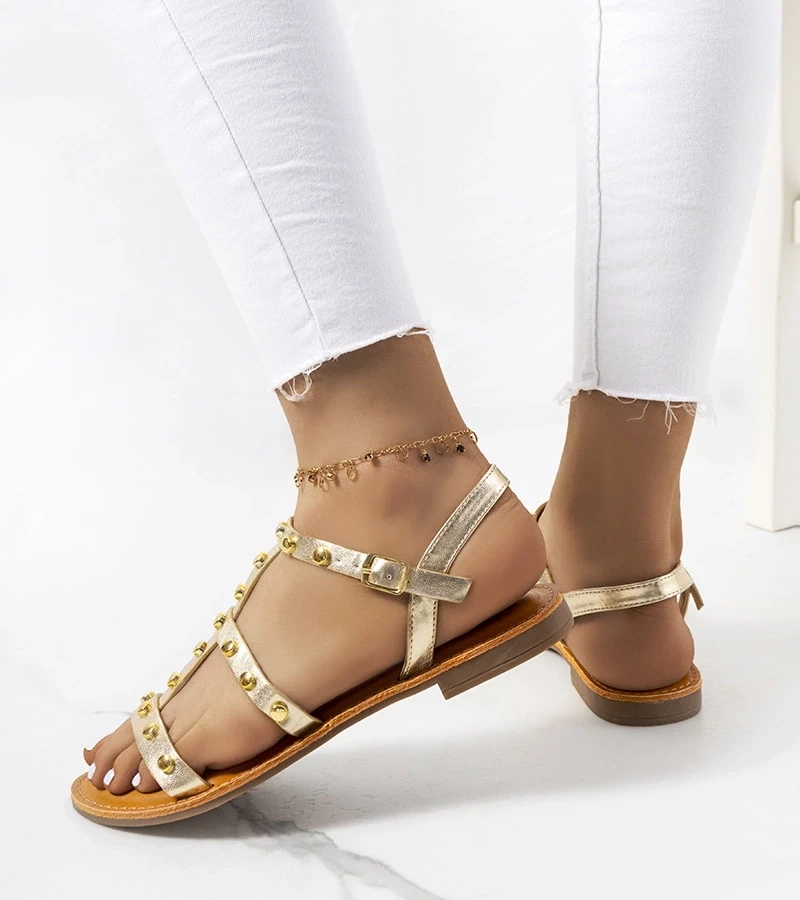 Gemre Sandale Somerset metalice aurii