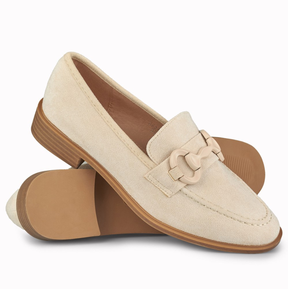 primohurt Beżowe zamszowe półbuty damskie