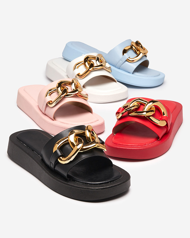 Resti Women&#039;s pink slippers with a gold chain Reteris - Footwear