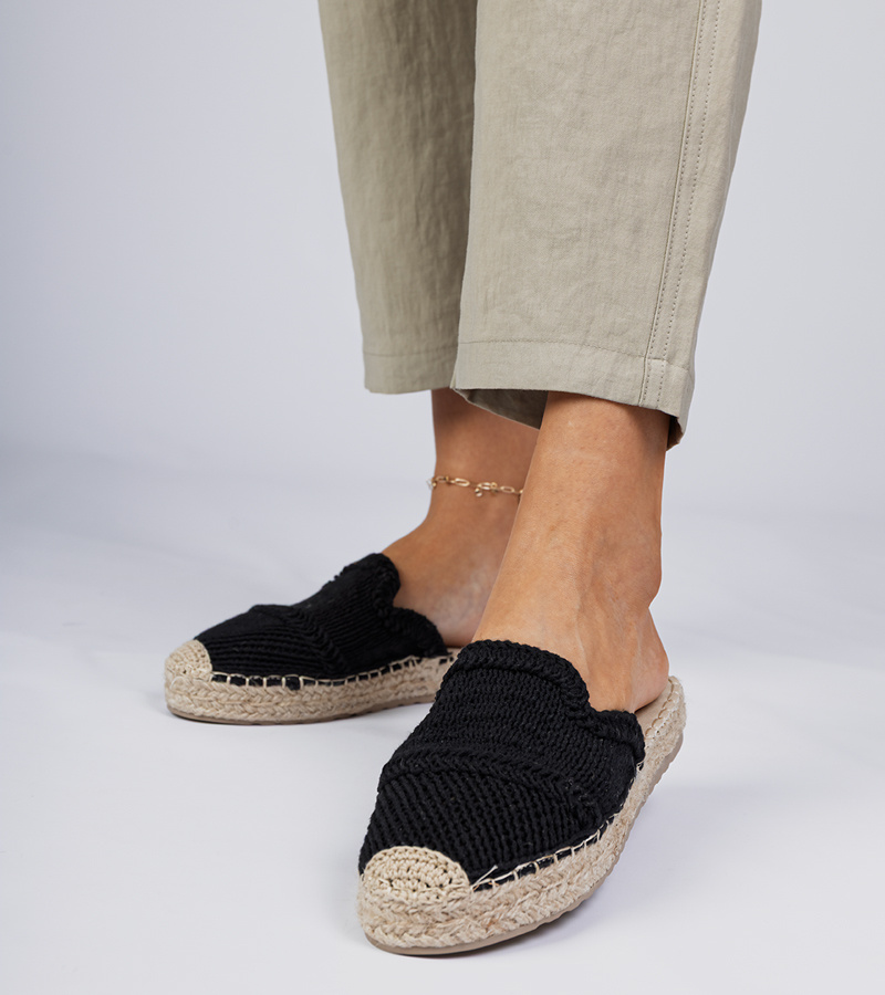 marka niezdefiniowana Papuci espadrile negre de damă Pretino