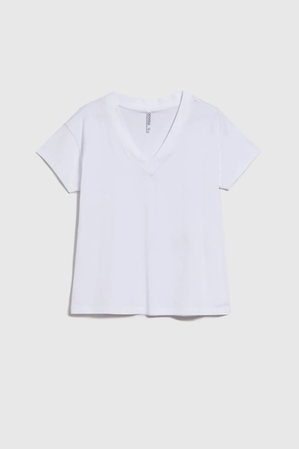 Marisse White Cotton V-Neck T-Shirt