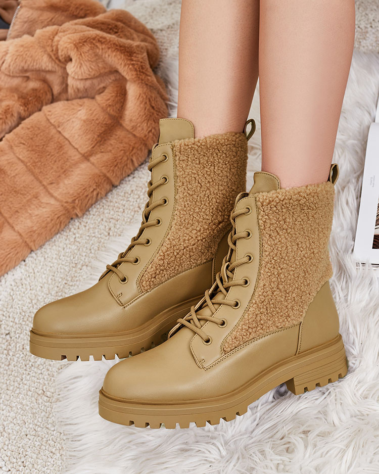 Resti Women&#039;s lace-up boots with sheepskin Setrica