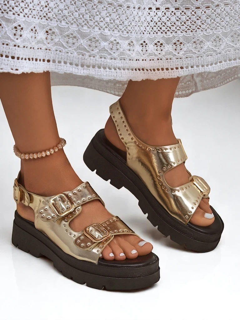 Resti Women&#039;s Thick Sole Sandals with Rhinestones Rocky Chic