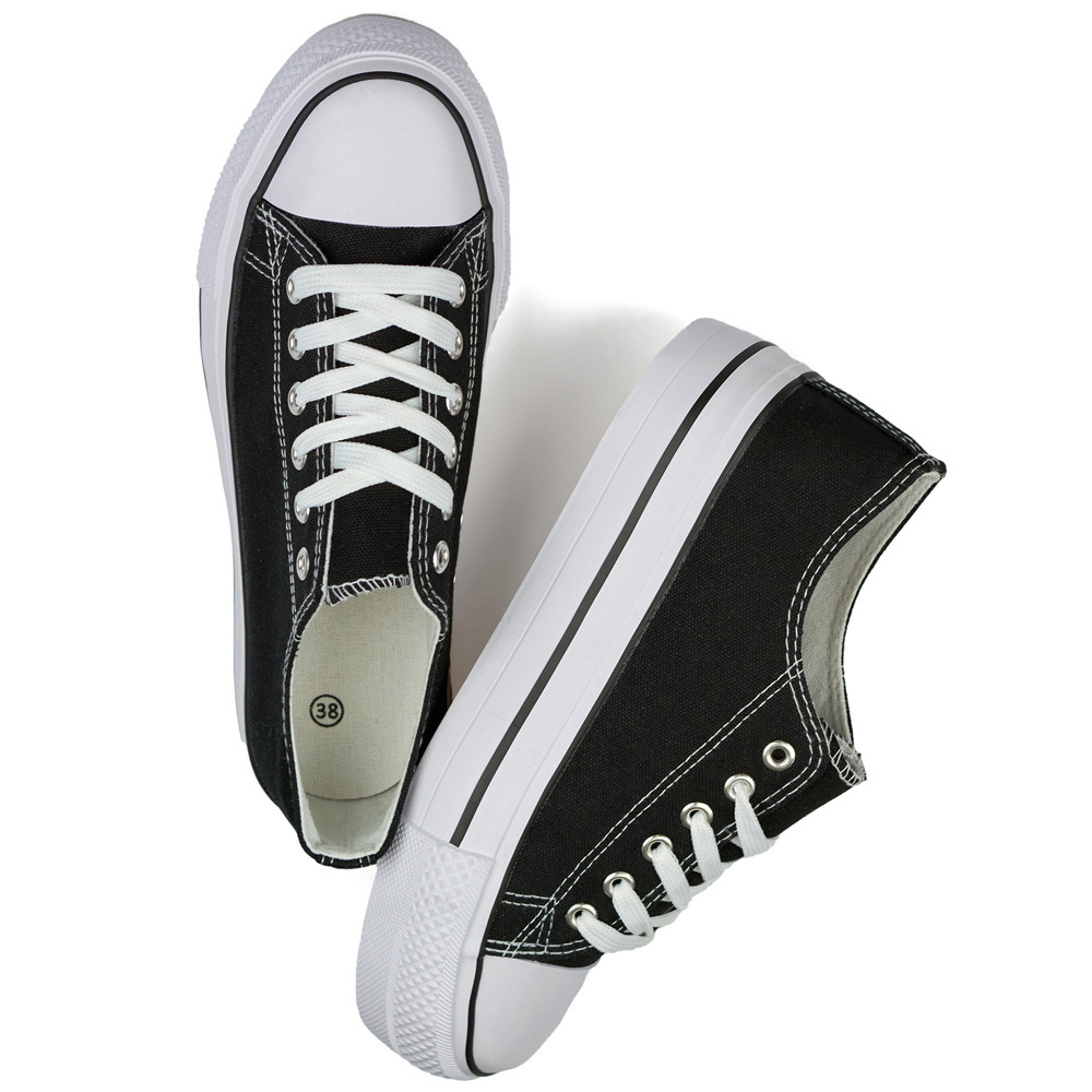 primohurt Czarne trampki na grubej podeszwie klasyczne trampki damskie na platformie