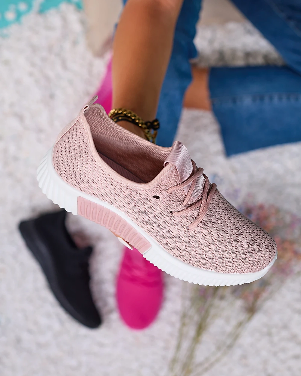 Resti Pink women's fabric sports shoes Vobbu- Footwear