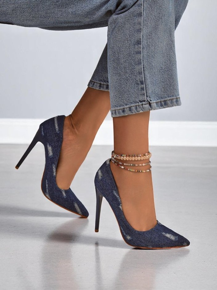 Resti Royal Fashion Women&#039;s Denim Chic Stiletto Pumps
