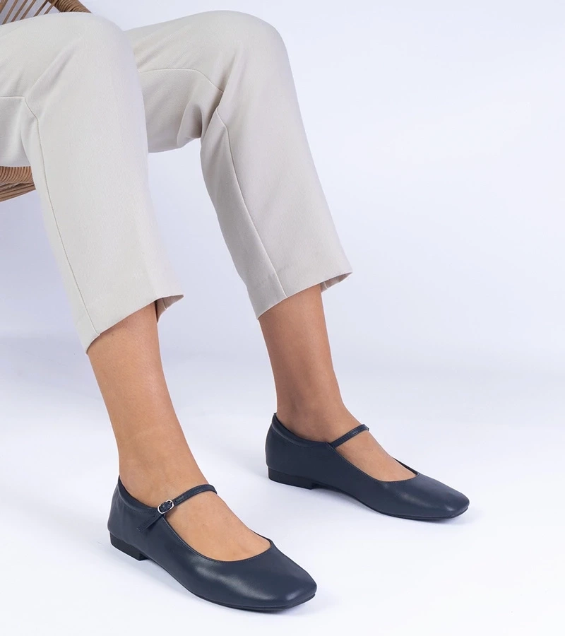 marka niezdefiniowana Navy classic eco-leather ballerinas Grenada