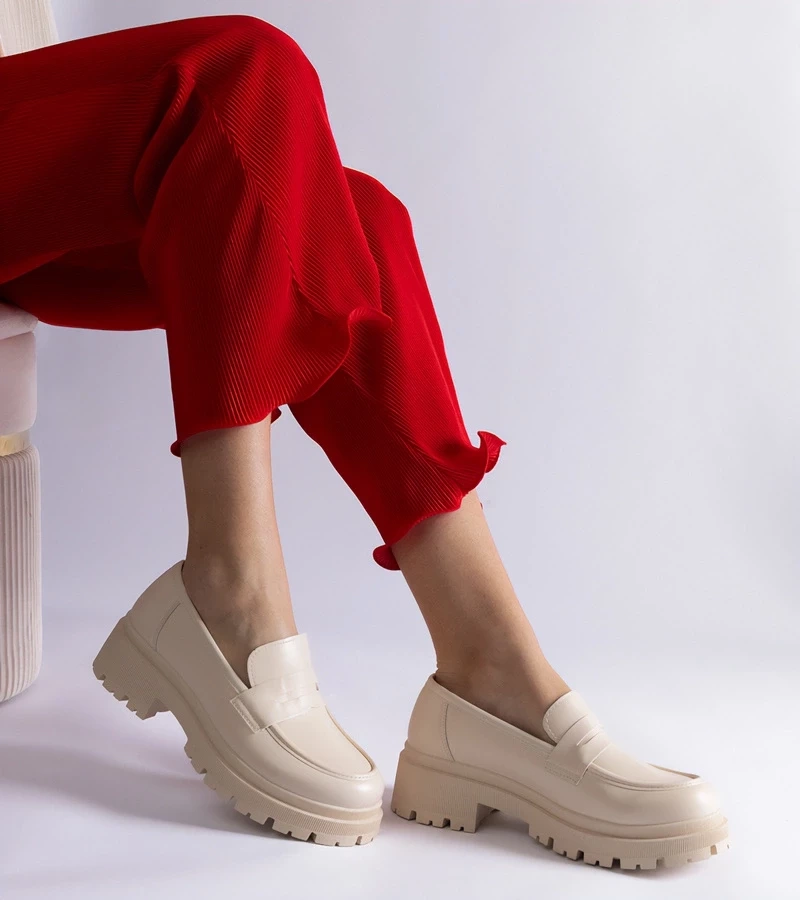 Gemre Mocasini bej din piele ecologică Fiorenza