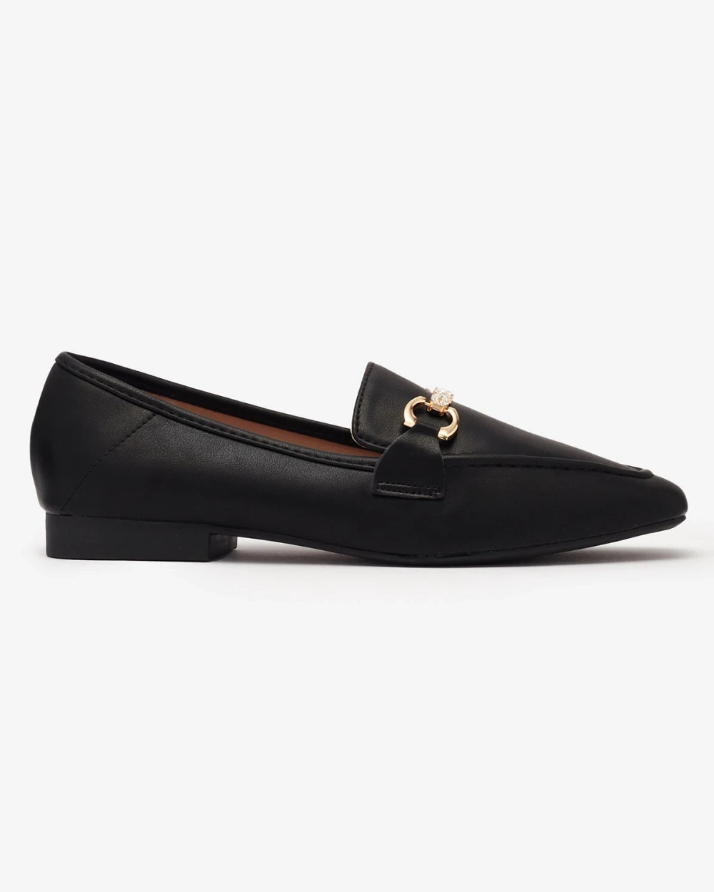 Resti Black women&#039;s moccasins with gold embellishment Suletta- Footwear