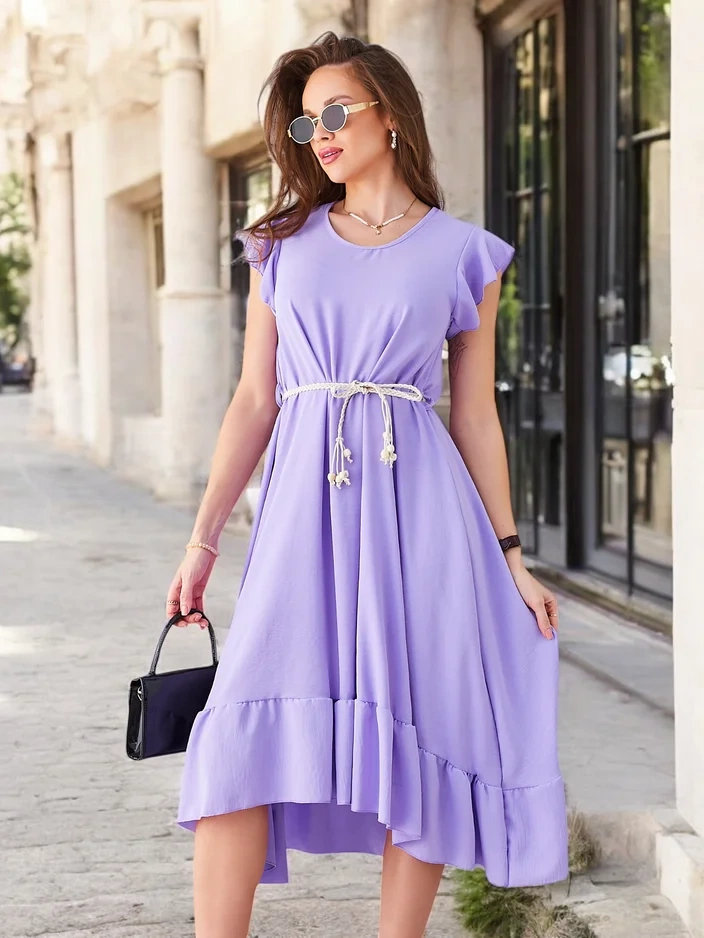 Resti Women's midi dress with ruffles and short sleeves