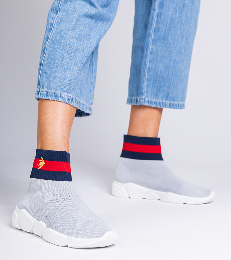 Gemre Sneakers gri sport cu șosetă Pikola