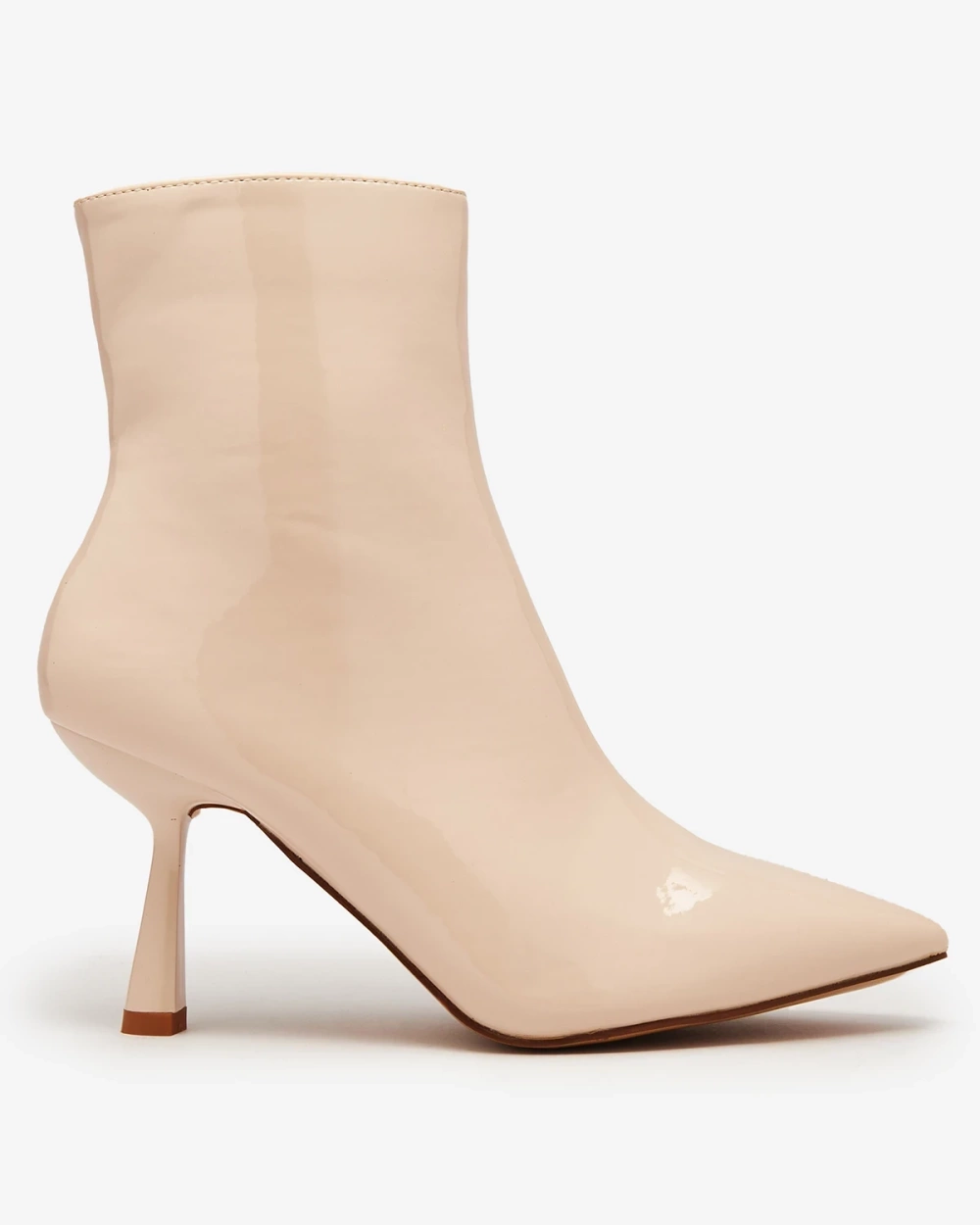 Resti Beige lacquered women&#039;s Elegant Classy stiletto heeled boots