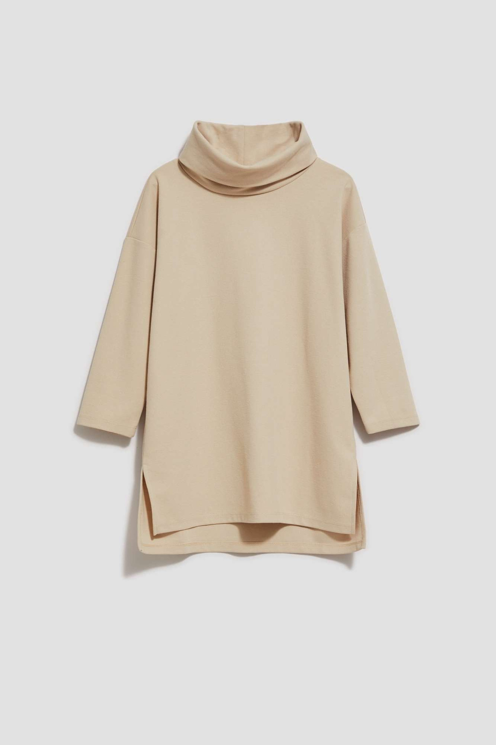 Marisse Sand Wide Turtleneck Sweatshirt