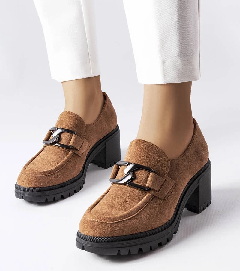 Gemre Pantofi maro cu talpă din piele Vinceza