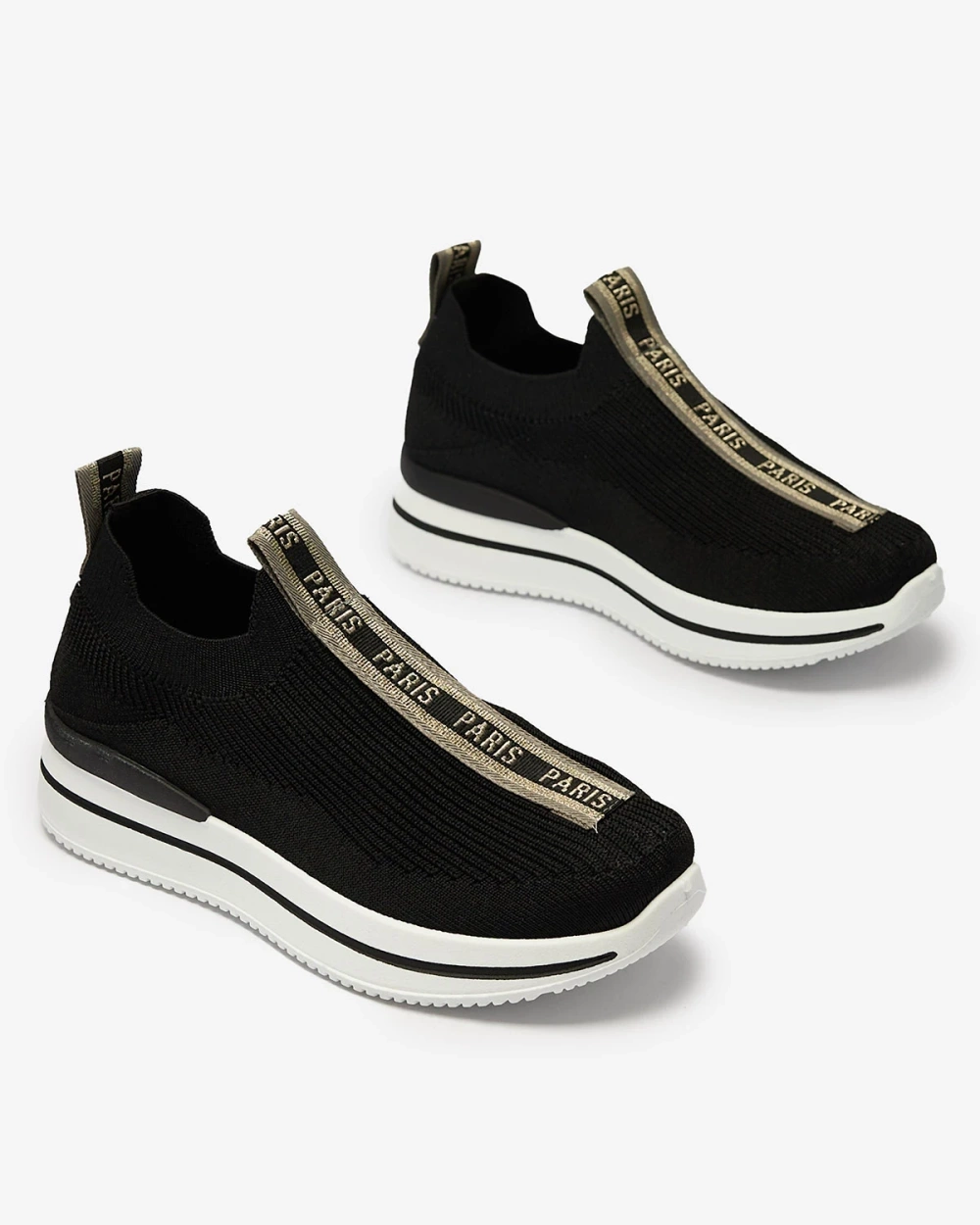Resti Women&#039;s slip-on sports shoes with lettering in black Cerppa- Footwear