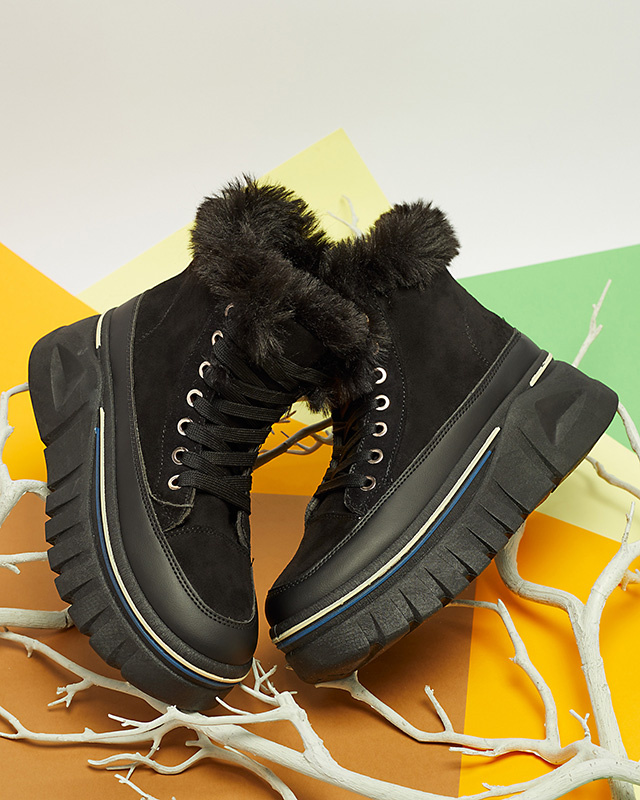Resti Black women&#039;s lace-up platform snow boots Neatesa - Footwear