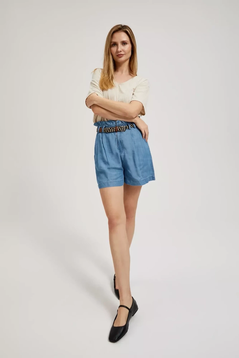 Women&#039;s denim shorts MOODO - light blue