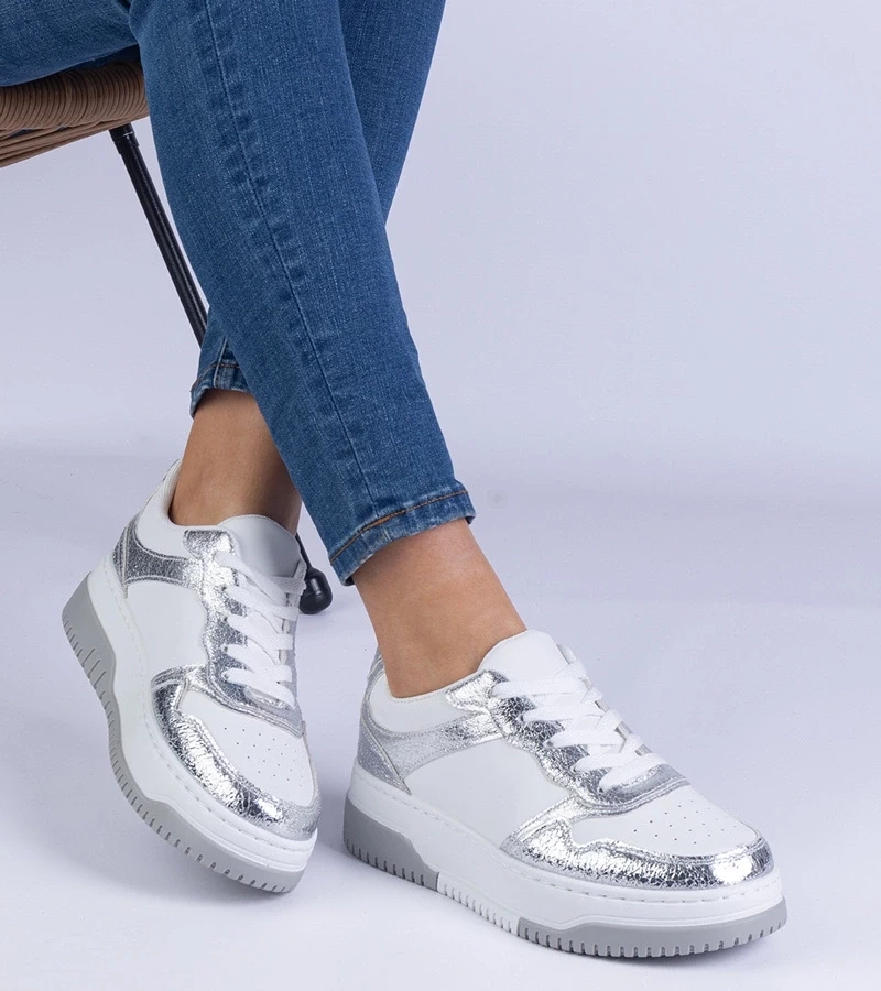 Gemre Adidași argintii cu talpă groasă Undina