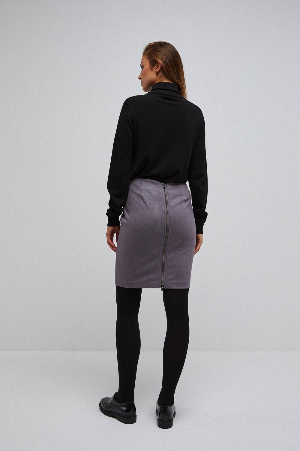 Marisse Pencil Skirt With Shiny Thread Z-Sc-3605 Graphite
