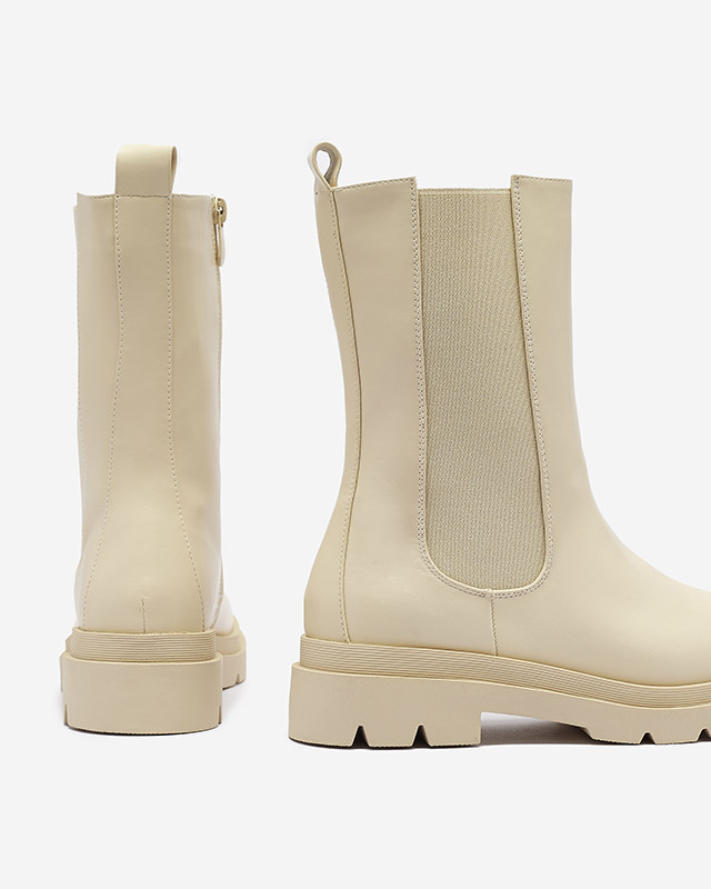 Resti Beige women&#039;s high boots with flat heel Vedesa