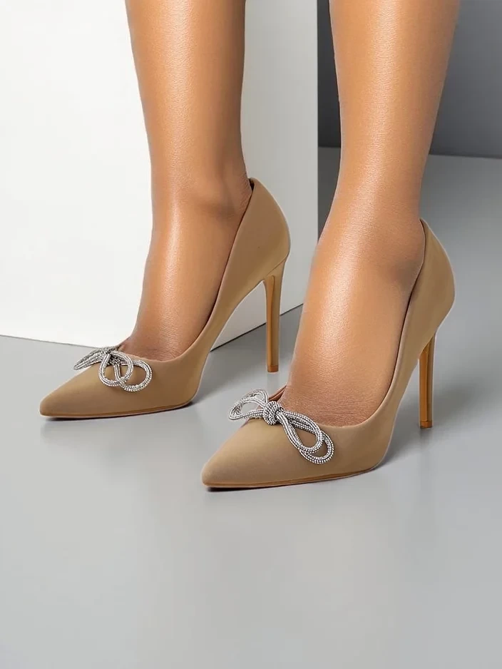 Resti Women's pumps resembling satin with a bow Hefion