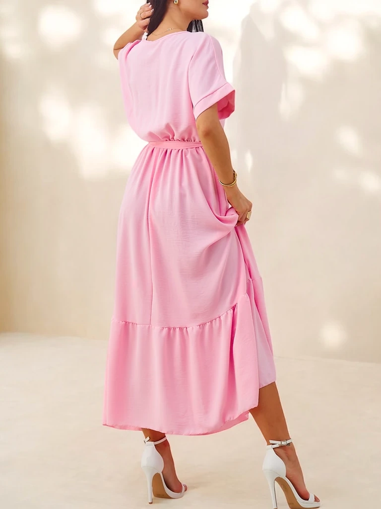 Resti Women's midi dress with short sleeves and decorative buttons