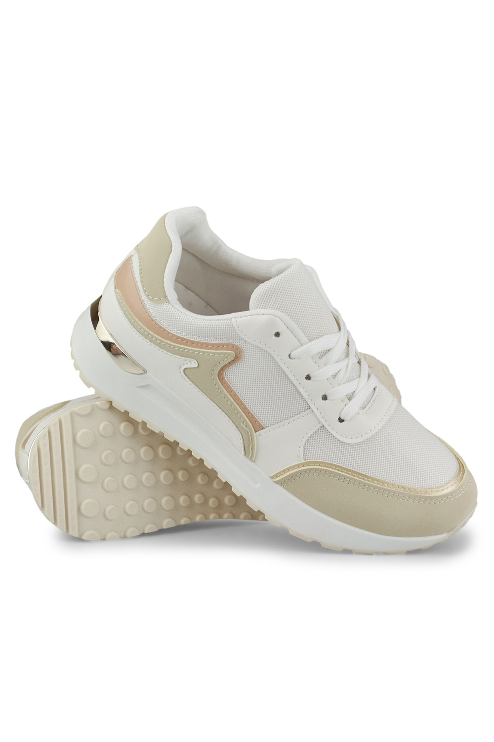 primohurt Sneakersy damskie ze złotym dodatkiem