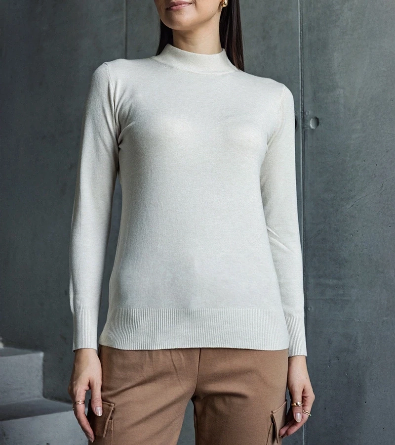 marka niezdefiniowana Beige classic loose-fit sweater Essana